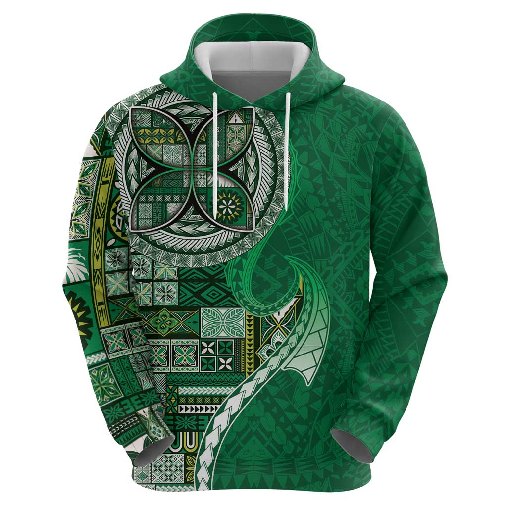 Samoan Siapo Art Tattoo Polynesian Pattern Hoodie Green Color - Polynesian Pride