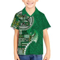 Samoan Siapo Art Tattoo Polynesian Pattern Kid Hawaiian Shirt Green Color LT03 Kid Green - Polynesian Pride