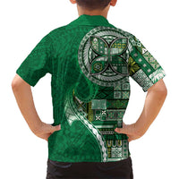 Samoan Siapo Art Tattoo Polynesian Pattern Kid Hawaiian Shirt Green Color LT03 - Polynesian Pride