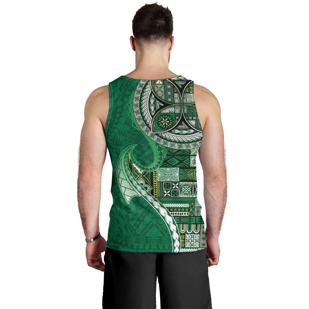 Samoan Siapo Art Tattoo Polynesian Pattern Men Tank Top Green Color - Polynesian Pride