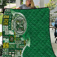 Samoan Siapo Art Tattoo Polynesian Pattern Quilt Green Color - Polynesian Pride