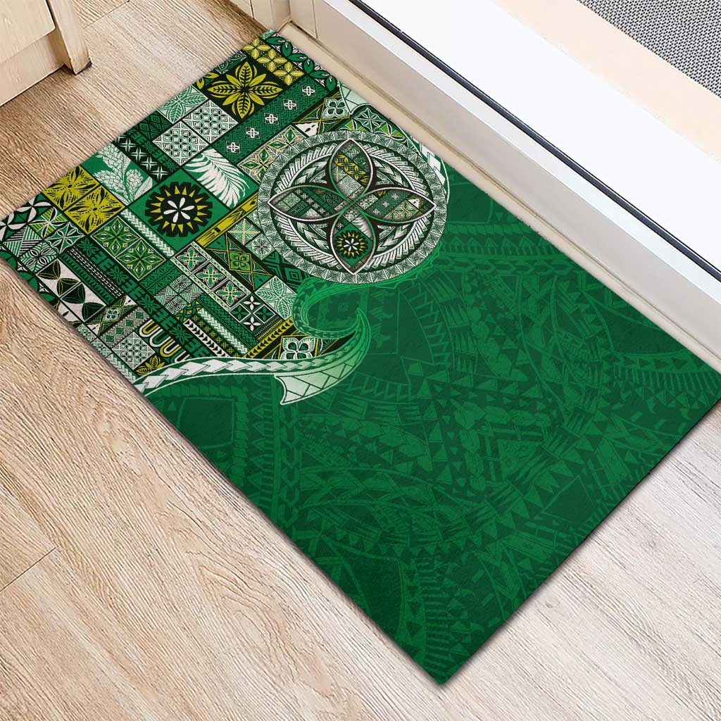 Samoan Siapo Art Tattoo Polynesian Pattern Rubber Doormat Green Color LT03 - Polynesian Pride