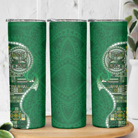 Samoan Siapo Art Tattoo Polynesian Pattern Skinny Tumbler Green Color - Polynesian Pride