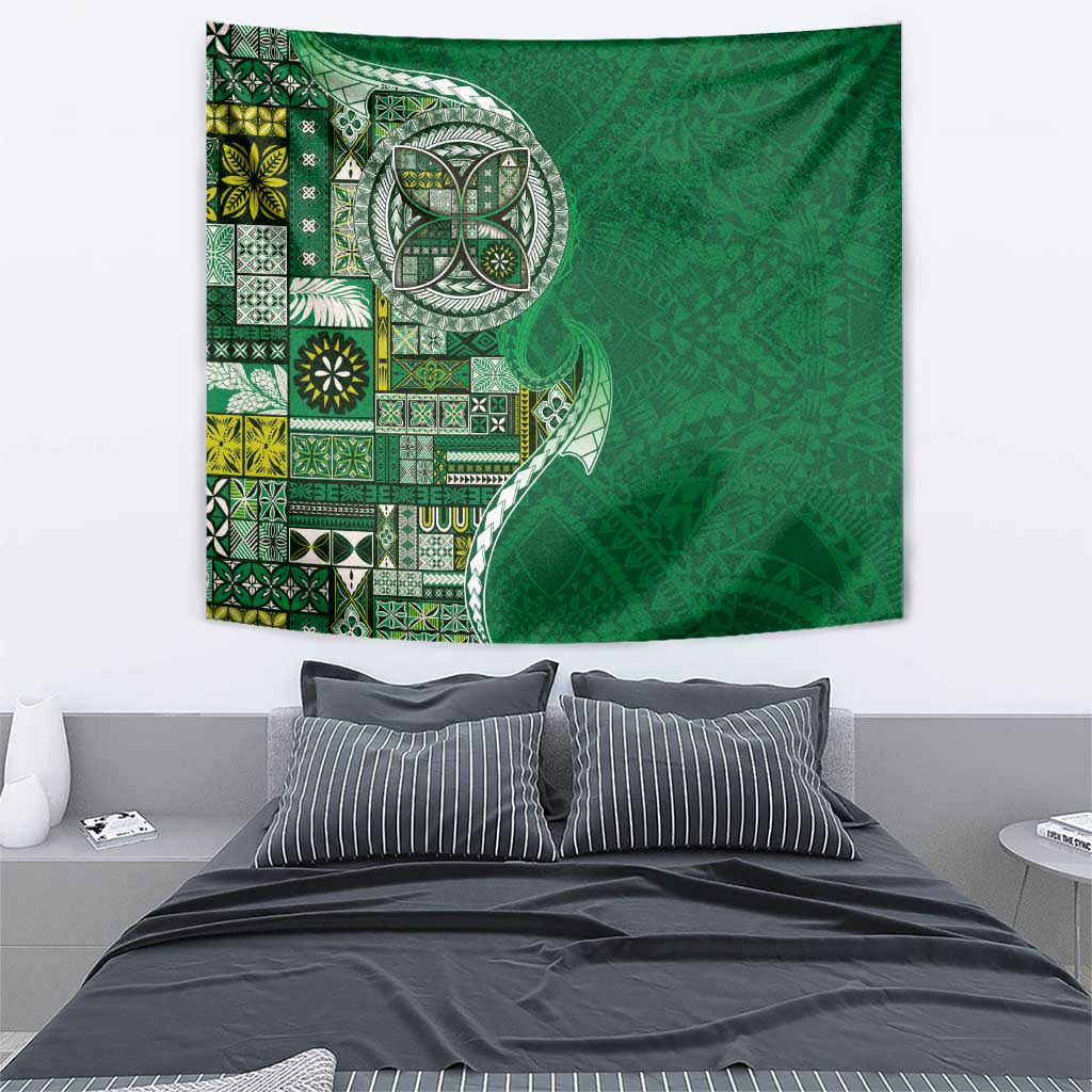 Samoan Siapo Art Tattoo Polynesian Pattern Tapestry Green Color - Polynesian Pride