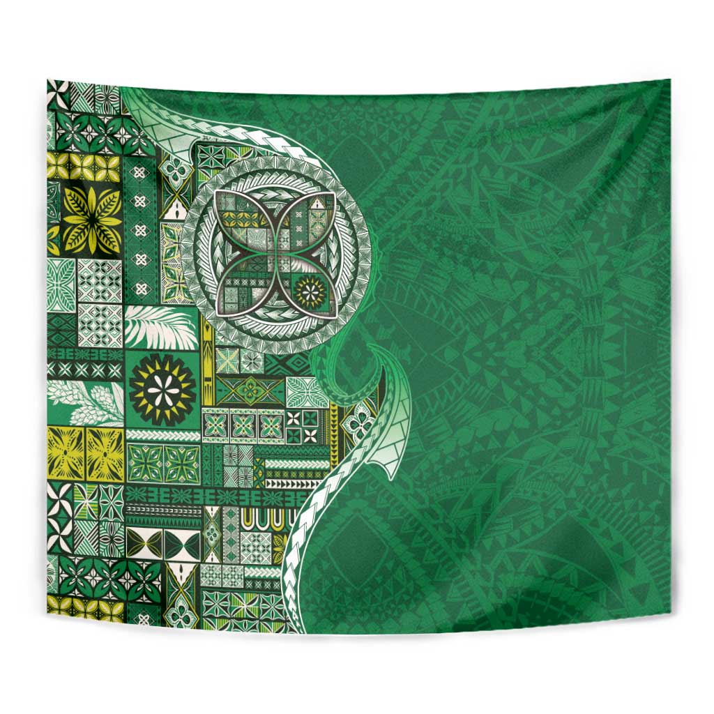 Samoan Siapo Art Tattoo Polynesian Pattern Tapestry Green Color - Polynesian Pride