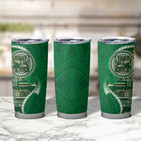 Samoan Siapo Art Tattoo Polynesian Pattern Tumbler Cup Green Color - Polynesian Pride