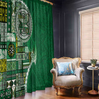 Samoan Siapo Art Tattoo Polynesian Pattern Window Curtain Green Color - Polynesian Pride