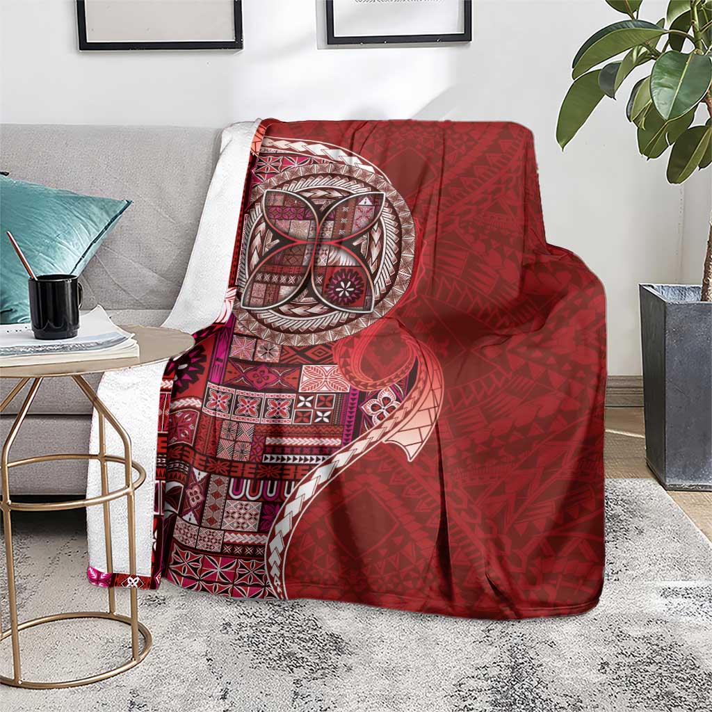 Samoan Siapo Art Tattoo Polynesian Pattern Blanket Red Color - Polynesian Pride