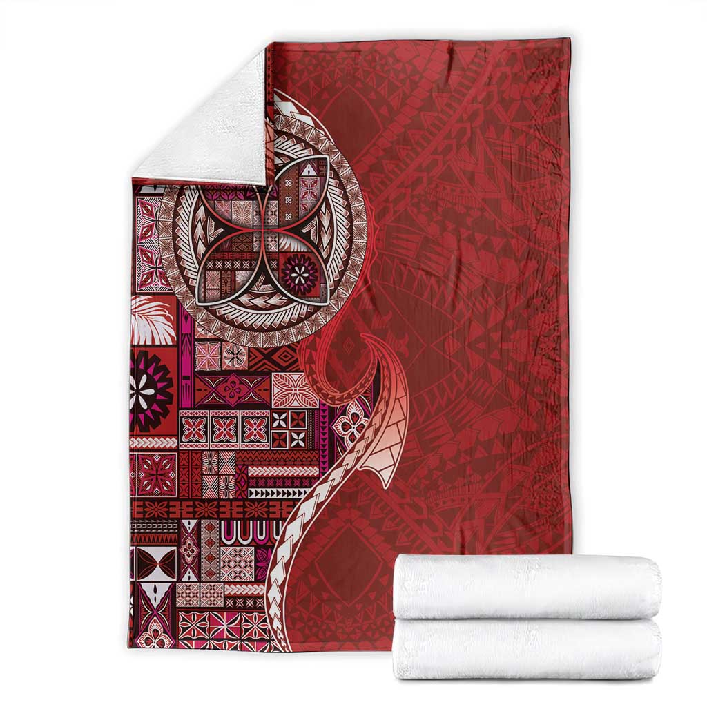 Samoan Siapo Art Tattoo Polynesian Pattern Blanket Red Color - Polynesian Pride