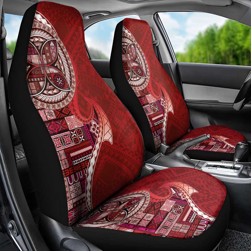 Samoan Siapo Art Tattoo Polynesian Pattern Car Seat Cover Red Color - Polynesian Pride