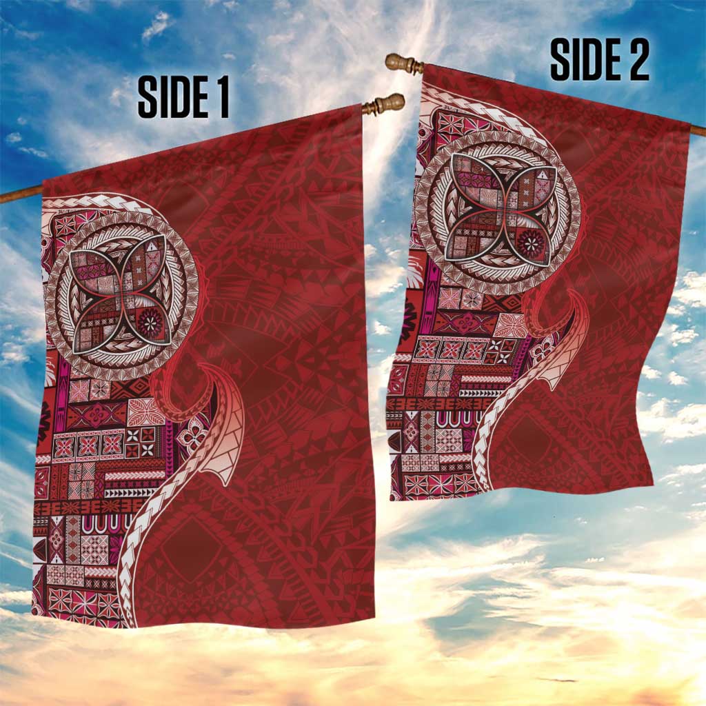 Samoan Siapo Art Tattoo Polynesian Pattern Garden Flag Red Color - Polynesian Pride