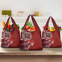 Samoan Siapo Art Tattoo Polynesian Pattern Grocery Bag Red Color - Polynesian Pride