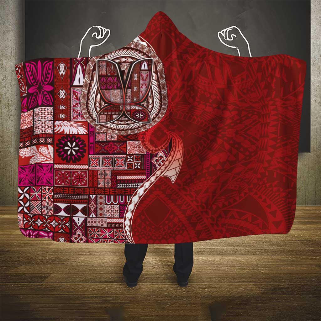 Samoan Siapo Art Tattoo Polynesian Pattern Hooded Blanket Red Color LT03 - Polynesian Pride