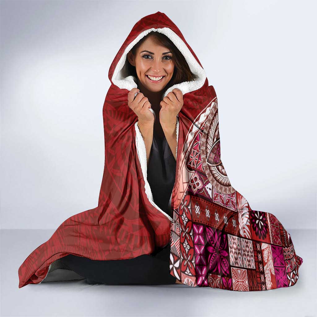 Samoan Siapo Art Tattoo Polynesian Pattern Hooded Blanket Red Color LT03 - Polynesian Pride