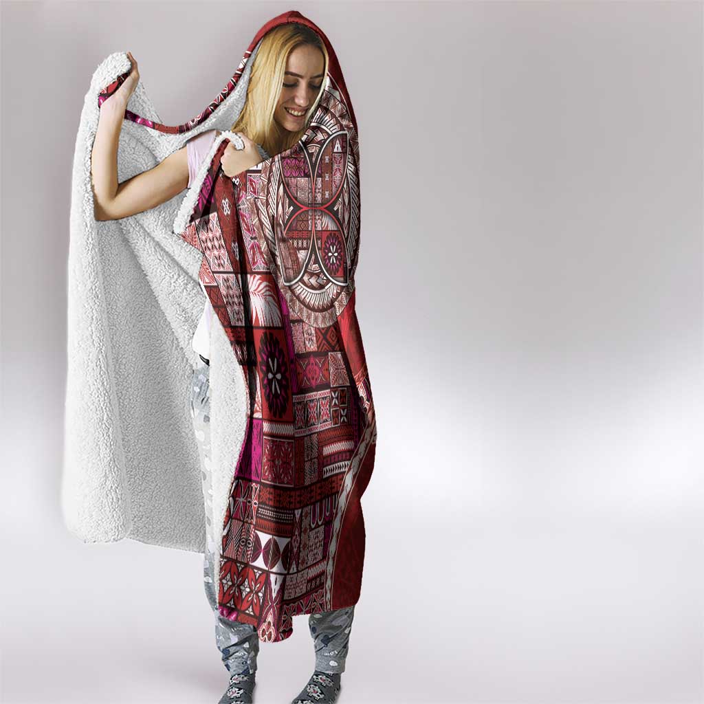 Samoan Siapo Art Tattoo Polynesian Pattern Hooded Blanket Red Color LT03 - Polynesian Pride