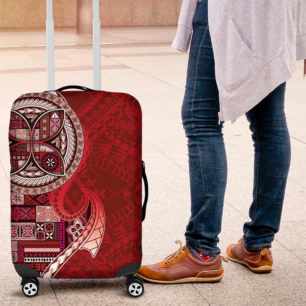 Samoan Siapo Art Tattoo Polynesian Pattern Luggage Cover Red Color - Polynesian Pride