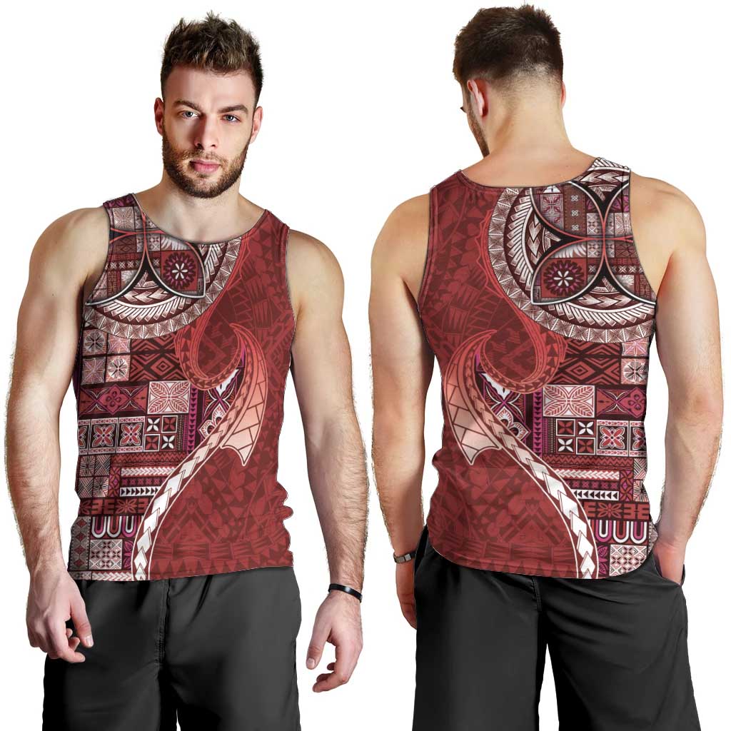 Samoan Siapo Art Tattoo Polynesian Pattern Men Tank Top Red Color - Polynesian Pride