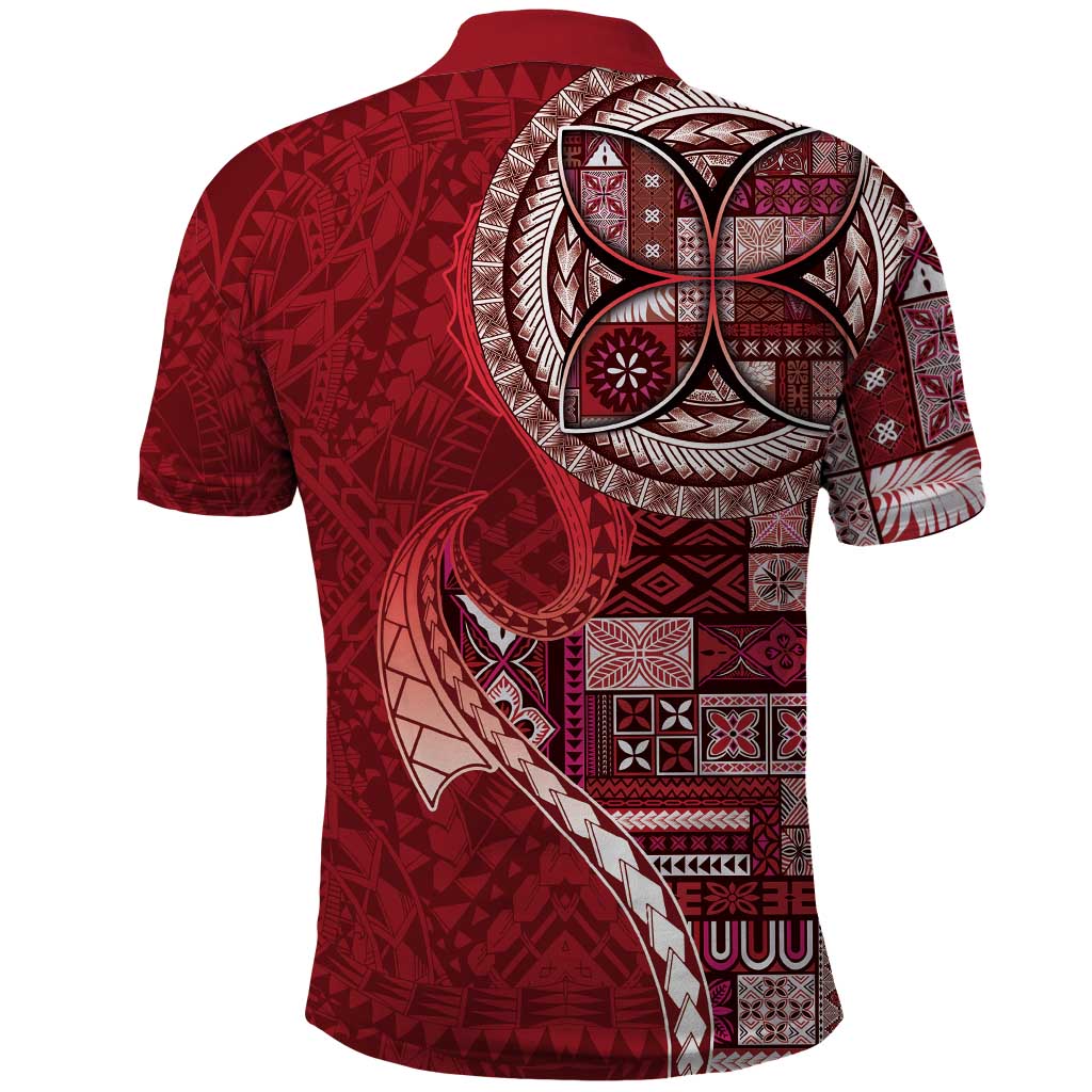 Samoan Siapo Art Tattoo Polynesian Pattern Polo Shirt Red Color - Polynesian Pride