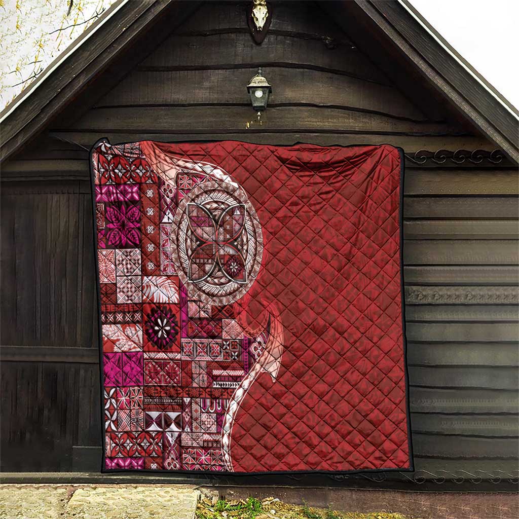 Samoan Siapo Art Tattoo Polynesian Pattern Quilt Red Color - Polynesian Pride