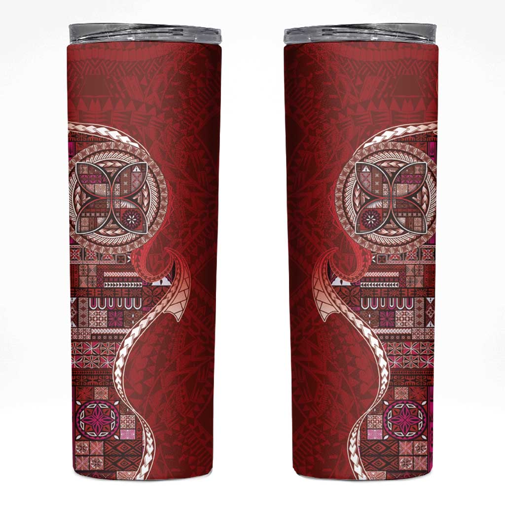 Samoan Siapo Art Tattoo Polynesian Pattern Skinny Tumbler Red Color - Polynesian Pride