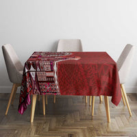 Samoan Siapo Art Tattoo Polynesian Pattern Tablecloth Red Color - Polynesian Pride
