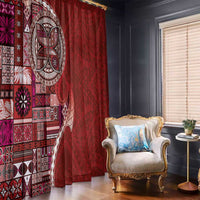 Samoan Siapo Art Tattoo Polynesian Pattern Window Curtain Red Color - Polynesian Pride