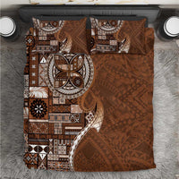 Samoan Siapo Art Tattoo Polynesian Pattern Bedding Set Brown Color - Polynesian Pride
