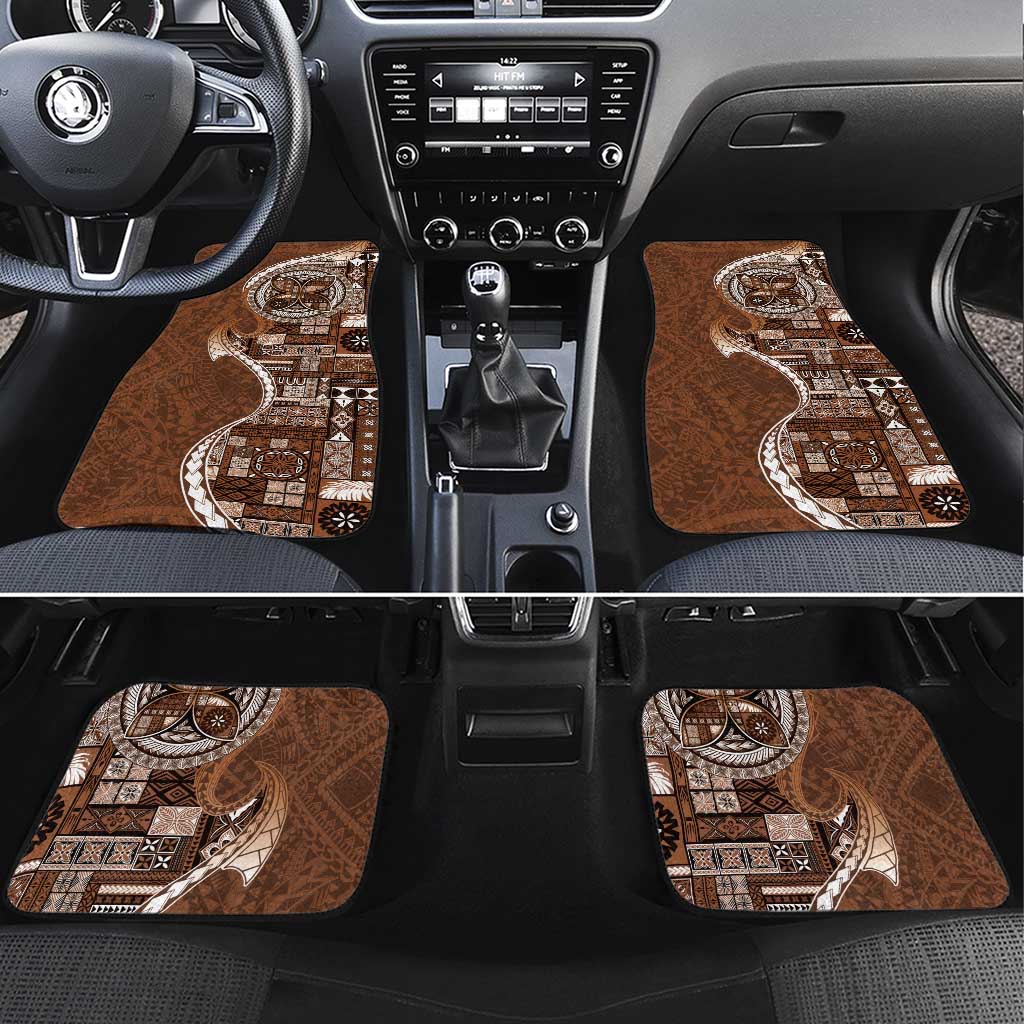 Samoan Siapo Art Tattoo Polynesian Pattern Car Mats Brown Color - Polynesian Pride