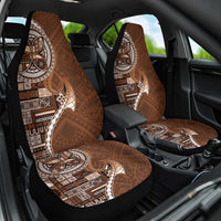 Samoan Siapo Art Tattoo Polynesian Pattern Car Seat Cover Brown Color - Polynesian Pride