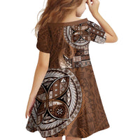 Samoan Siapo Art Tattoo Polynesian Pattern Family Matching Puletasi and Hawaiian Shirt Brown Color - Polynesian Pride
