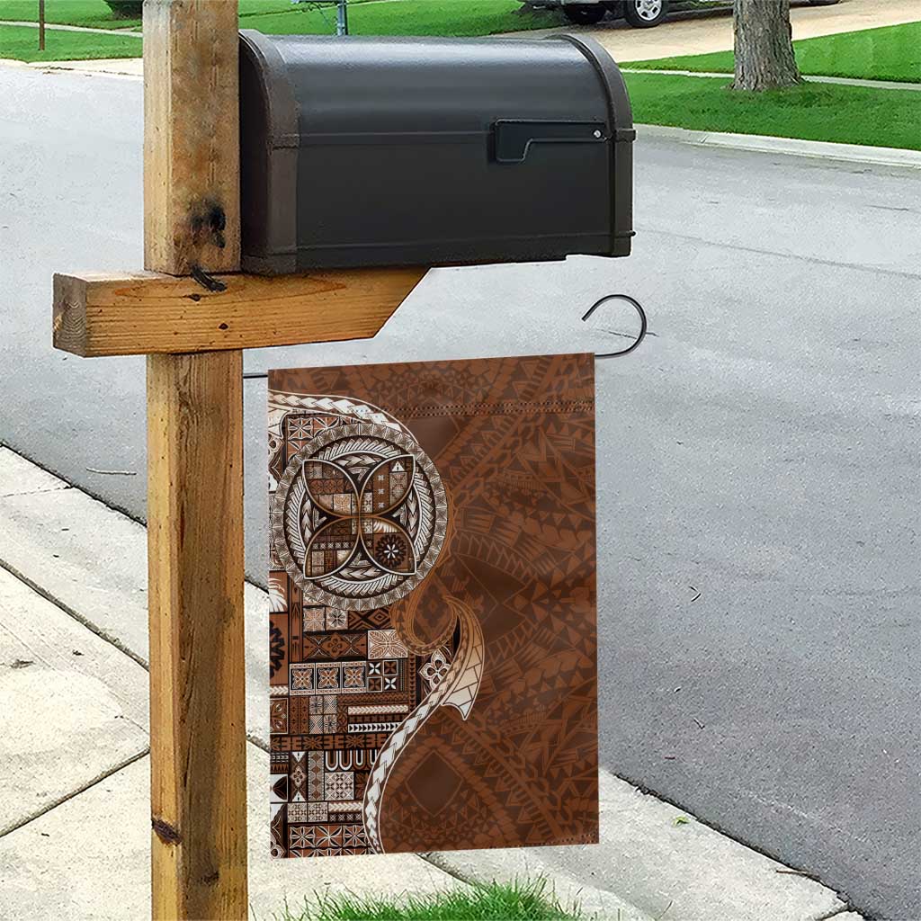 Samoan Siapo Art Tattoo Polynesian Pattern Garden Flag Brown Color - Polynesian Pride