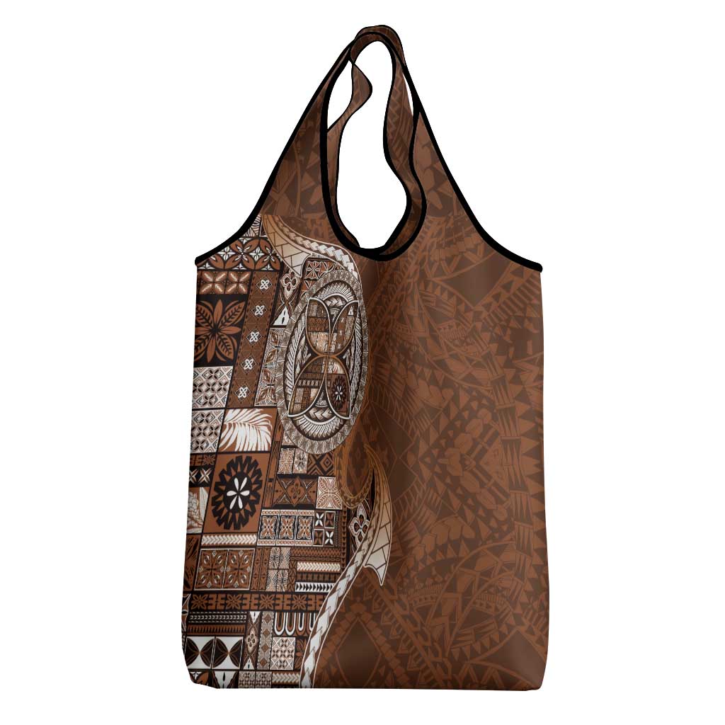 Samoan Siapo Art Tattoo Polynesian Pattern Grocery Bag Brown Color - Polynesian Pride