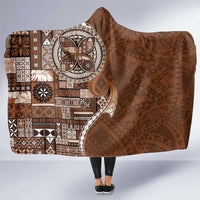 Samoan Siapo Art Tattoo Polynesian Pattern Hooded Blanket Brown Color LT03 One Size Brown - Polynesian Pride