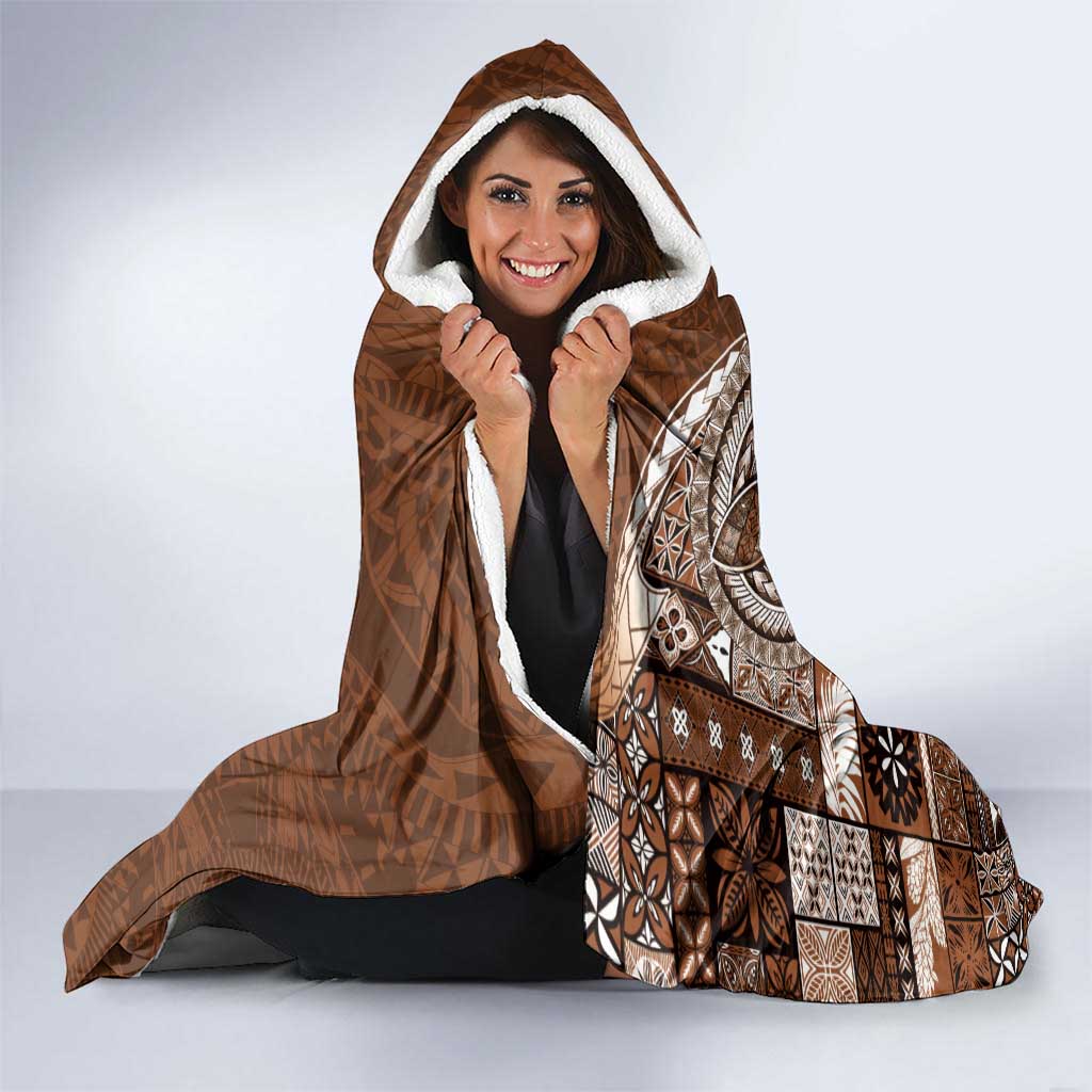 Samoan Siapo Art Tattoo Polynesian Pattern Hooded Blanket Brown Color LT03 - Polynesian Pride