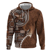 Samoan Siapo Art Tattoo Polynesian Pattern Hoodie Brown Color - Polynesian Pride