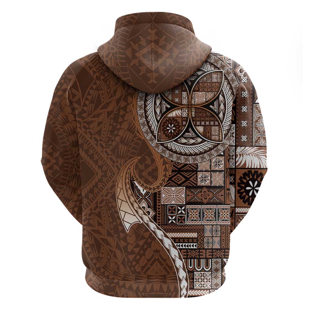 Samoan Siapo Art Tattoo Polynesian Pattern Hoodie Brown Color - Polynesian Pride