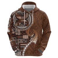 Samoan Siapo Art Tattoo Polynesian Pattern Hoodie Brown Color - Polynesian Pride