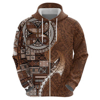 Samoan Siapo Art Tattoo Polynesian Pattern Hoodie Brown Color - Polynesian Pride