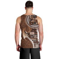 Samoan Siapo Art Tattoo Polynesian Pattern Men Tank Top Brown Color - Polynesian Pride