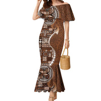 Samoan Siapo Art Tattoo Polynesian Pattern Mermaid Dress Brown Color - Polynesian Pride