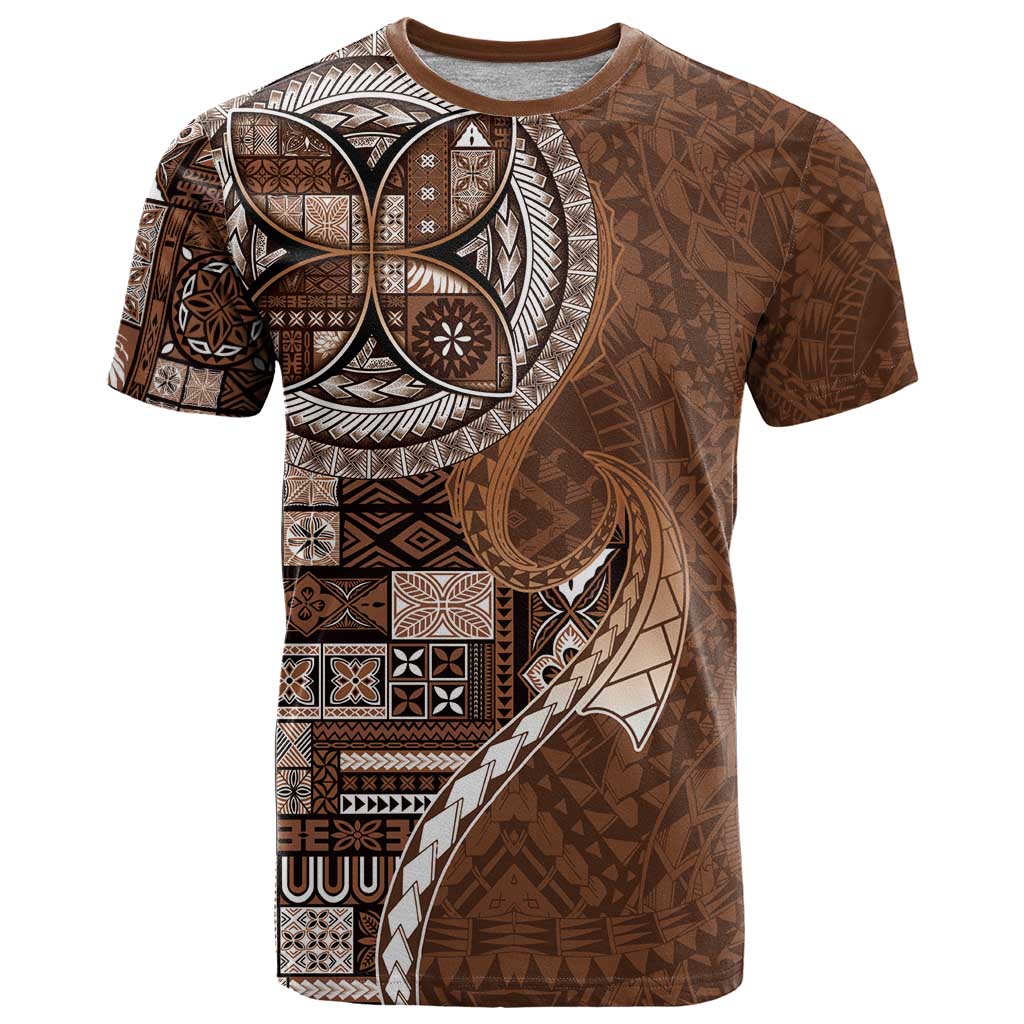 Samoan Siapo Art Tattoo Polynesian Pattern T Shirt Brown Color - Polynesian Pride