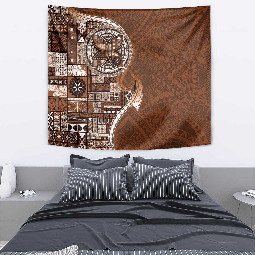 Samoan Siapo Art Tattoo Polynesian Pattern Tapestry Brown Color - Polynesian Pride