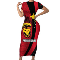Papua New Guinea Mask Festival Family Matching Short Sleeve Bodycon Dress and Hawaiian Shirt Papua Niugini Tribe Mask Melanesian Pattern