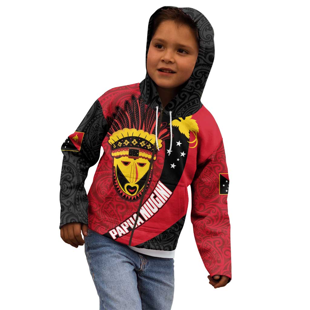 Papua New Guinea Mask Festival Kid Hoodie Papua Niugini Tribe Mask Melanesian Pattern
