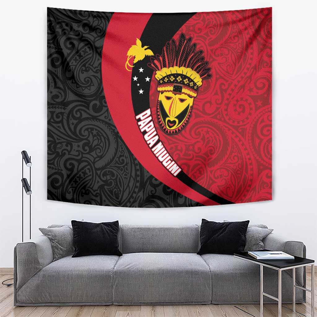 Papua New Guinea Mask Festival Tapestry Papua Niugini Tribe Mask Melanesian Pattern LT03 Red - Polynesian Pride