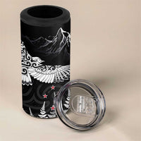 New Zealand Kea Bird 4 in 1 Can Cooler Tumbler Maori Tattoo and Silver Fern Black Color