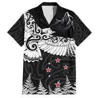 New Zealand Kea Bird Family Matching Tank Maxi Dress and Hawaiian Shirt Maori Tattoo and Silver Fern Black Color LT03 Dad's Shirt - Short Sleeve Black - Polynesian Pride