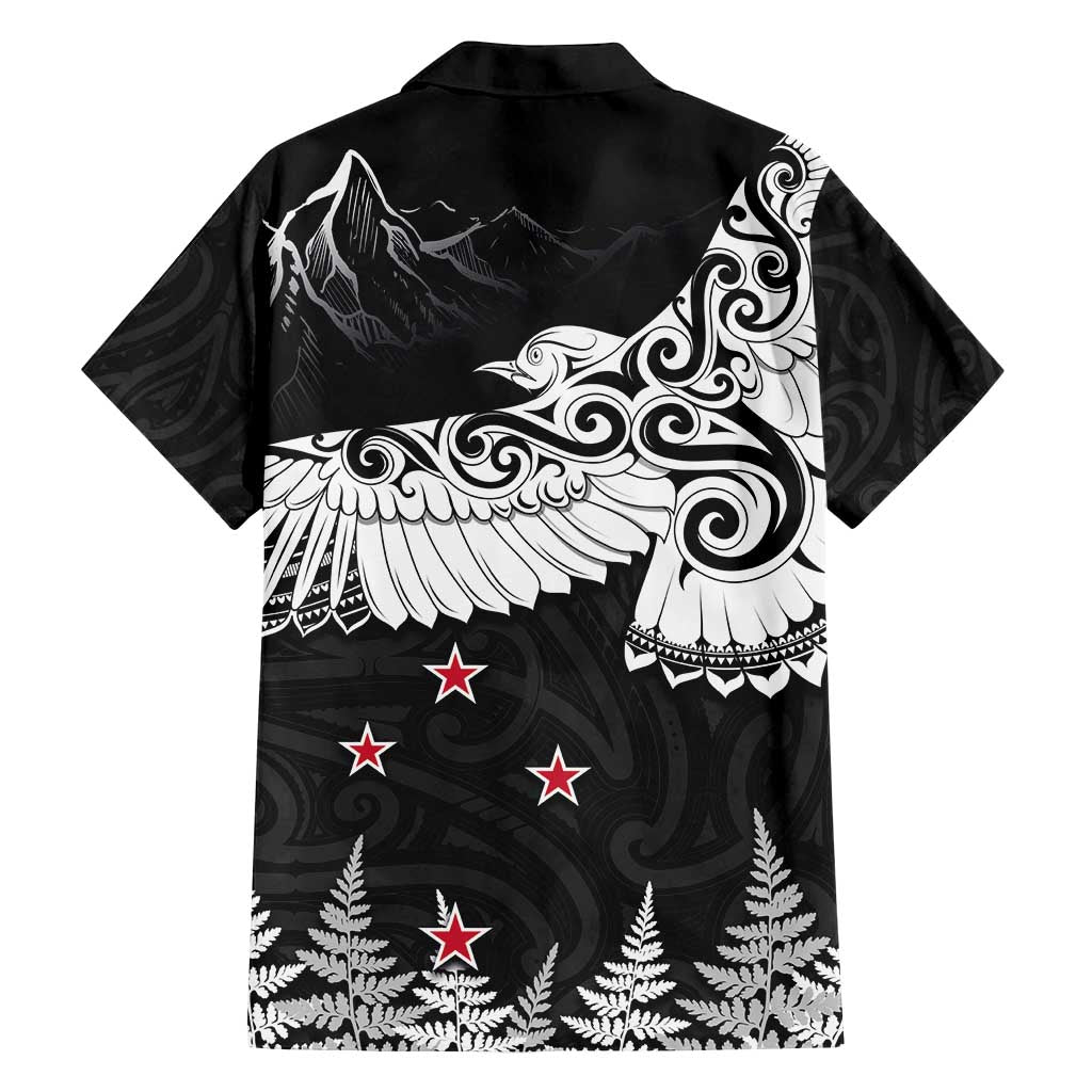 New Zealand Kea Bird Family Matching Tank Maxi Dress and Hawaiian Shirt Maori Tattoo and Silver Fern Black Color LT03 - Polynesian Pride