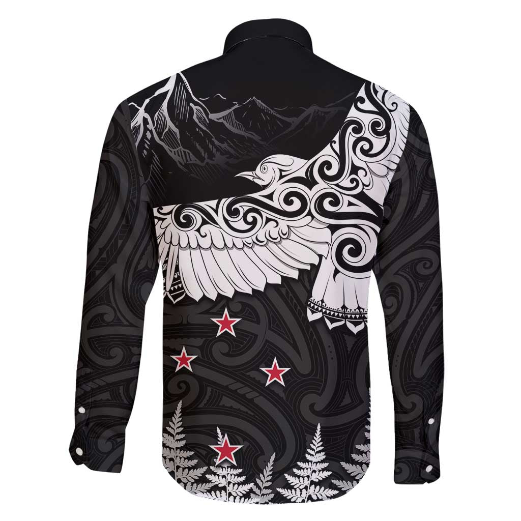 New Zealand Kea Bird Family Matching Tank Maxi Dress and Hawaiian Shirt Maori Tattoo and Silver Fern Black Color LT03 - Polynesian Pride