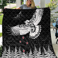 New Zealand Kea Bird Quilt Maori Tattoo and Silver Fern Black Color LT03 Black - Polynesian Pride